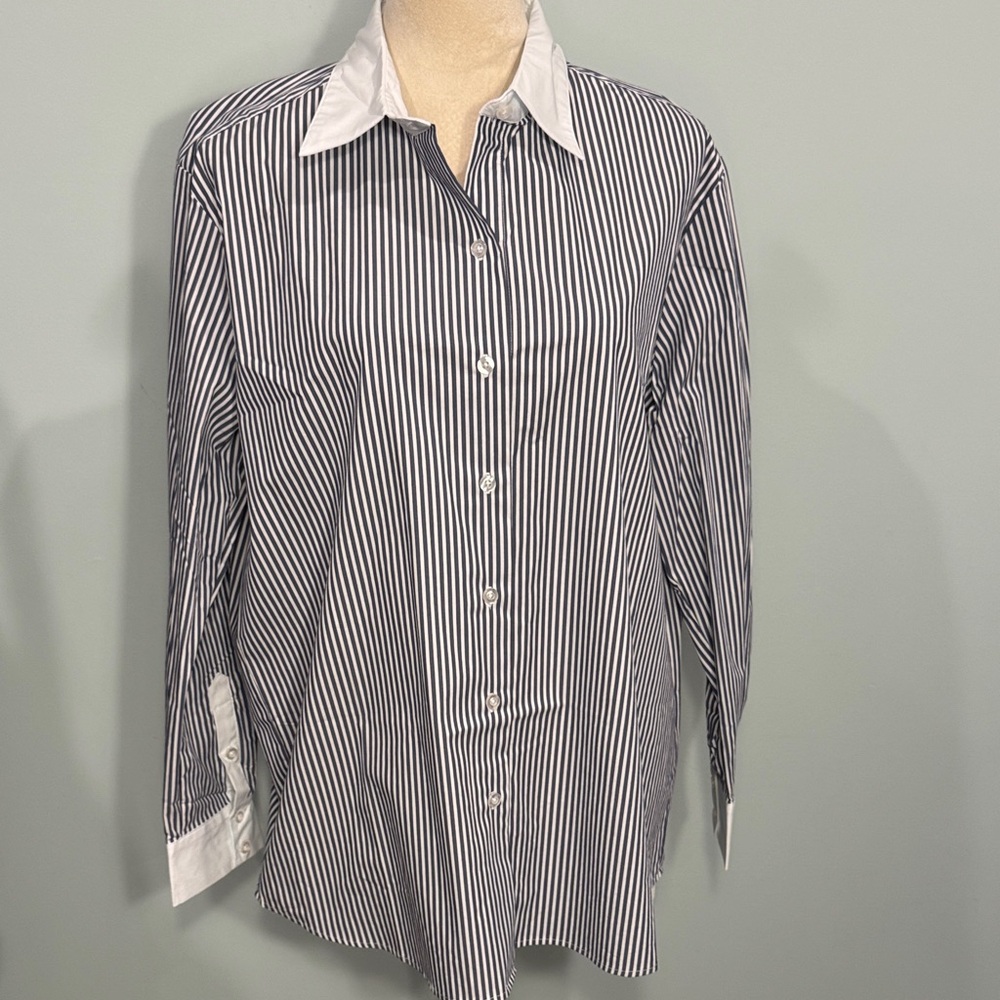 Elizabeth and James NWOT TEXTILE cotton blend collared shirt Size L